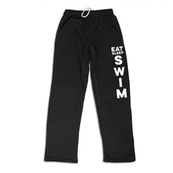 Swimming Fleece Sweatpants - Eat Sleep Swim [Black/Adult Small] - SS