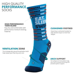 Swimming Woven Mid-Calf Socks - Eat. Sleep. Swim.