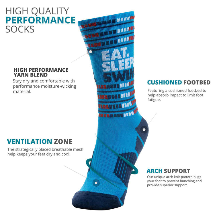 Swimming Woven Mid-Calf Socks - Eat. Sleep. Swim.