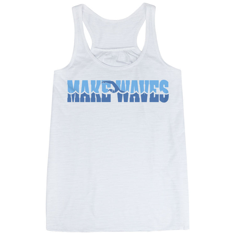 Swimming Flowy Racerback Tank Top - Make Waves [Adult XXX-Large/White] - SS