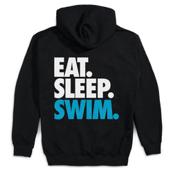 Swimming Hooded Sweatshirt - Eat. Sleep. Swim. (Back Design) [Black/Adult Small] - SS