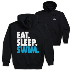 Swimming Hooded Sweatshirt - Eat. Sleep. Swim. (Back Design) [Youth Large/Black] - SS