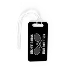 Tennis Bag/Luggage Tag - Personalized Text with Crossed Rackets