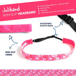 Tennis Juliband Non-Slip Headband - Tossed Racquet Pink