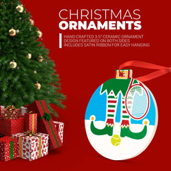 Tennis Round Ceramic Ornament - Elf Graphic