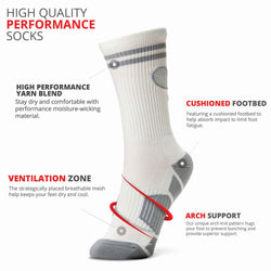 Tennis Woven Mid-Calf Socks - Crossed Racquets - Gray