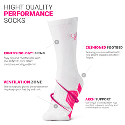 Tennis Mid-Calf Socks - Crossed Racquet (Emb) - Pink