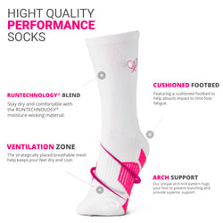 Tennis Mid-Calf Socks - Crossed Racquet (Emb) - Pink