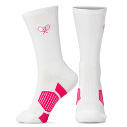 Tennis Mid-Calf Socks - Crossed Racquet (Emb) - Pink