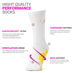 Tennis Mid-Calf Socks - Crossed Racquet (Emb) - Yellow