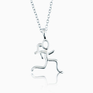 Sterling Silver Stick Figure Runner Necklace