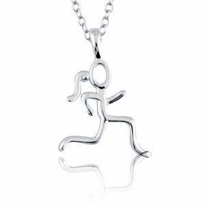 Sterling Silver Stick Figure Runner Necklace