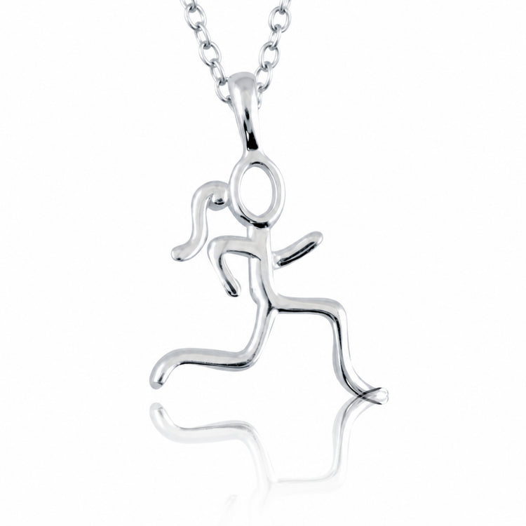 Sterling Silver Stick Figure Runner Necklace