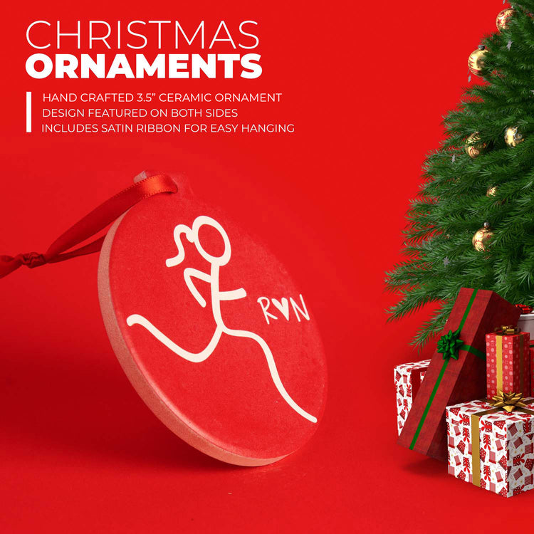 GFAR Running Round Ceramic Ornament - Run Girl Stick Figure