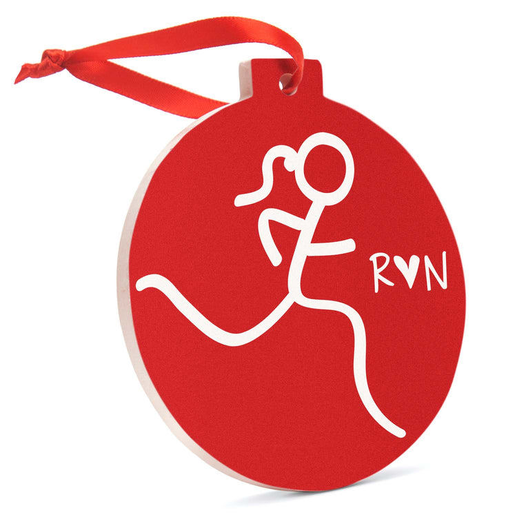 GFAR Running Round Ceramic Ornament - Run Girl Stick Figure