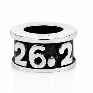 Antiqued Sterling Silver 26.2 Marathon Large Hole Bead