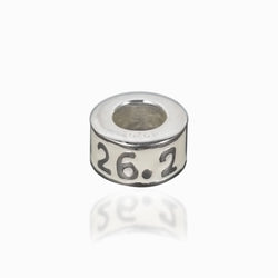 Silver and Enamel Sterling Silver 26.2 Marathon Large Hole Bead