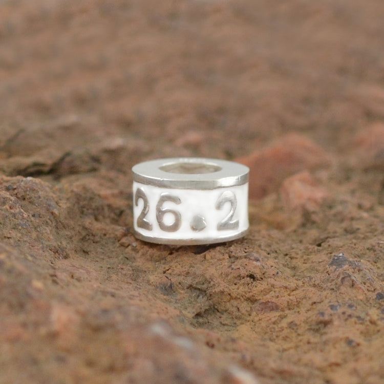 Silver and Enamel Sterling Silver 26.2 Marathon Large Hole Bead