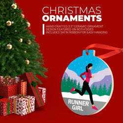 Running Round Ceramic Ornament - Runner Girl