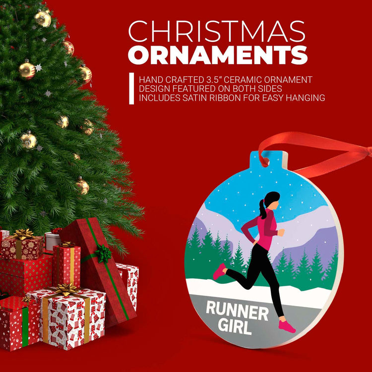 Running Round Ceramic Ornament - Runner Girl