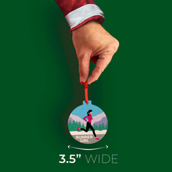 Running Round Ceramic Ornament - Runner Girl
