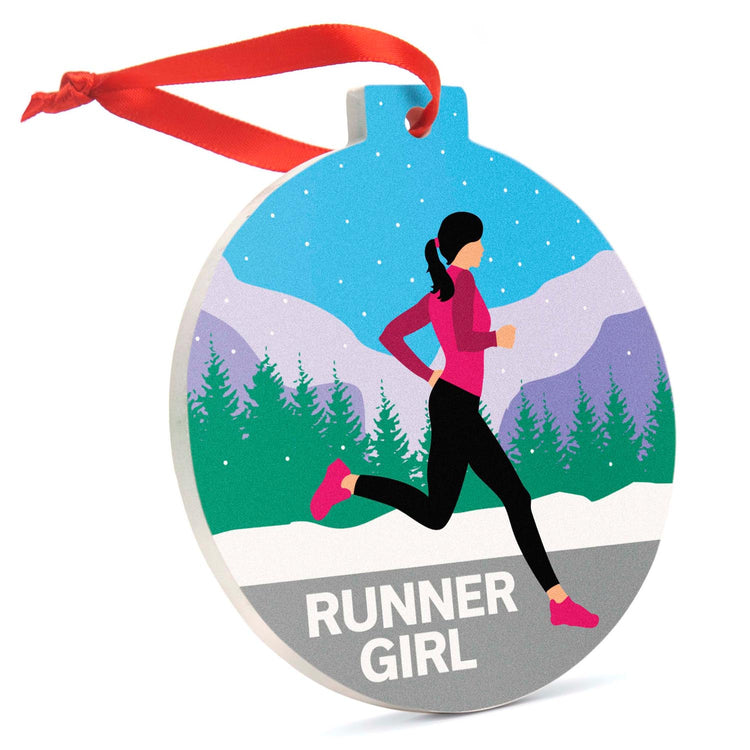 Running Round Ceramic Ornament - Runner Girl