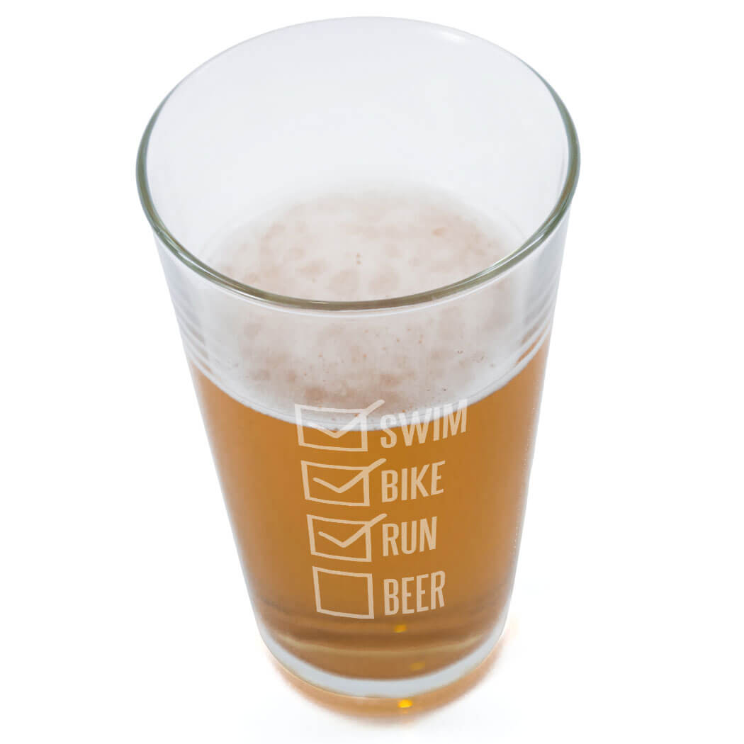 ChalkTalk Sports Swim Bike Run Checklist Pint Glass