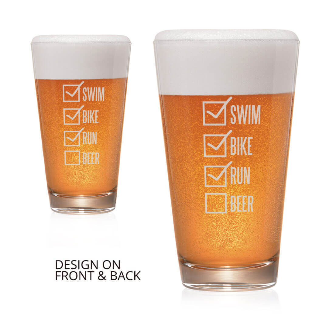 ChalkTalk Sports Swim Bike Run Checklist Pint Glass - Thumbnail 3