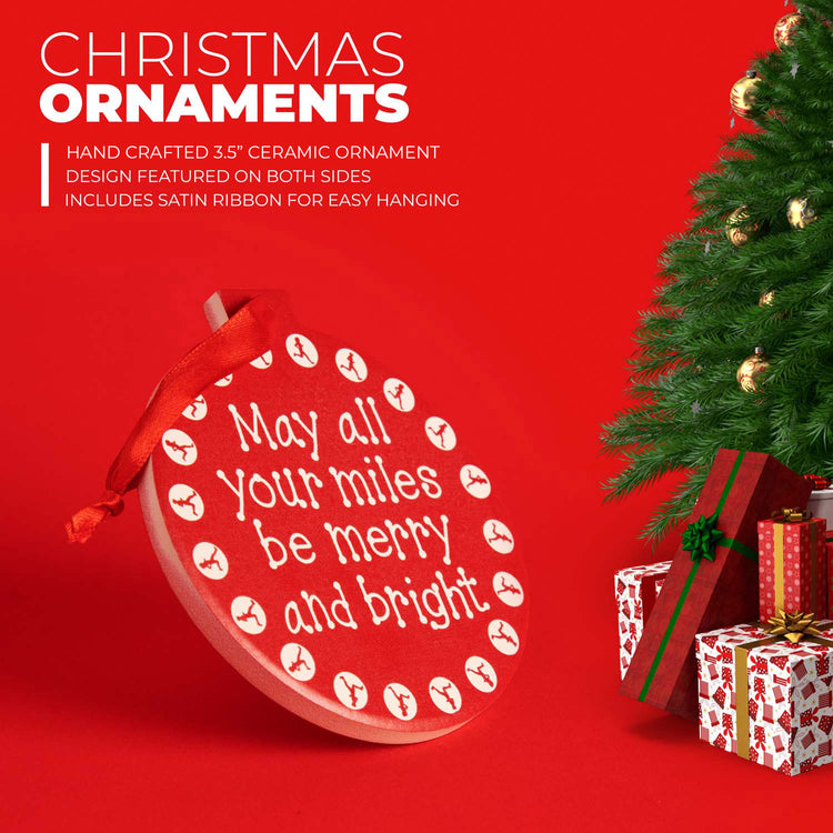 Running Round Ceramic Ornament - May All Your Miles Be Merry