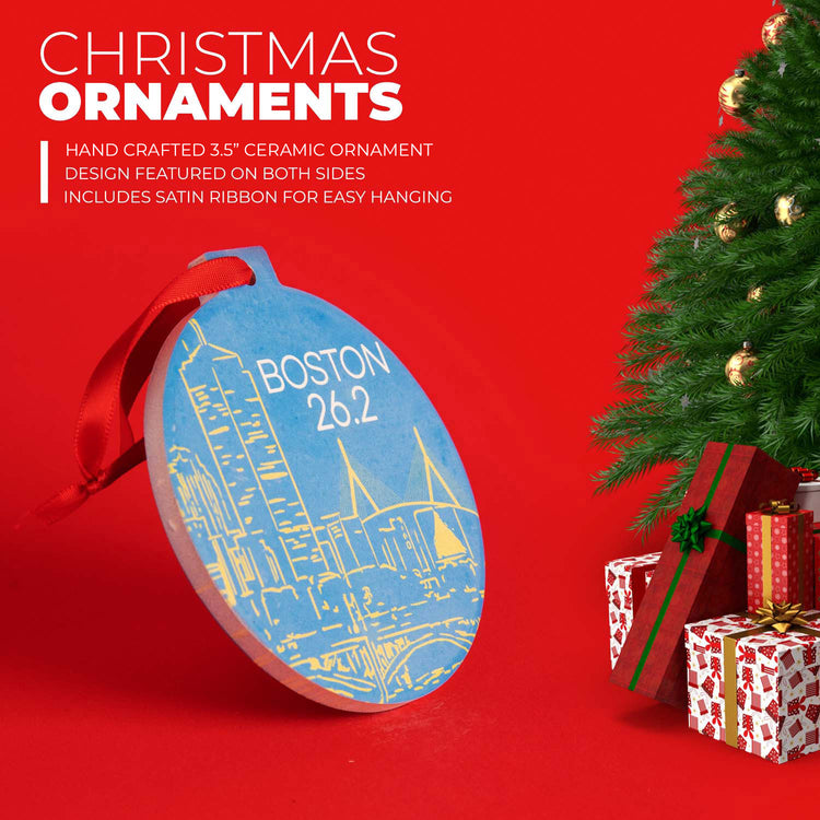 GFAR Running Round Ceramic Ornament - Boston Twenty Six Point Two