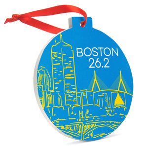 GFAR Running Round Ceramic Ornament - Boston Twenty Six Point Two