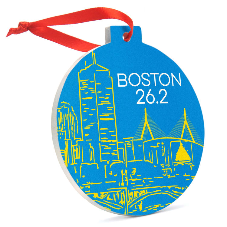 GFAR Running Round Ceramic Ornament - Boston Twenty Six Point Two