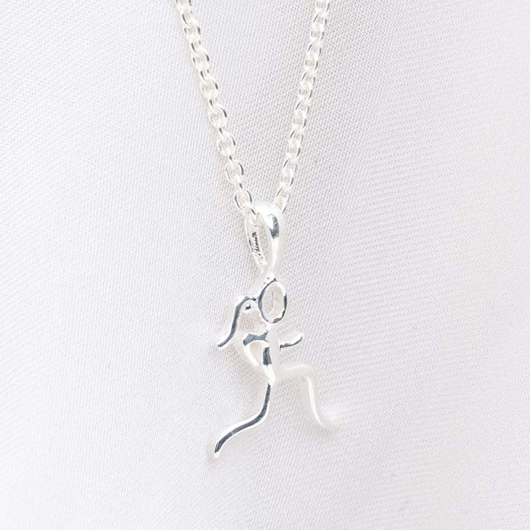 Sterling Silver Mini Stick Figure Runner Necklace