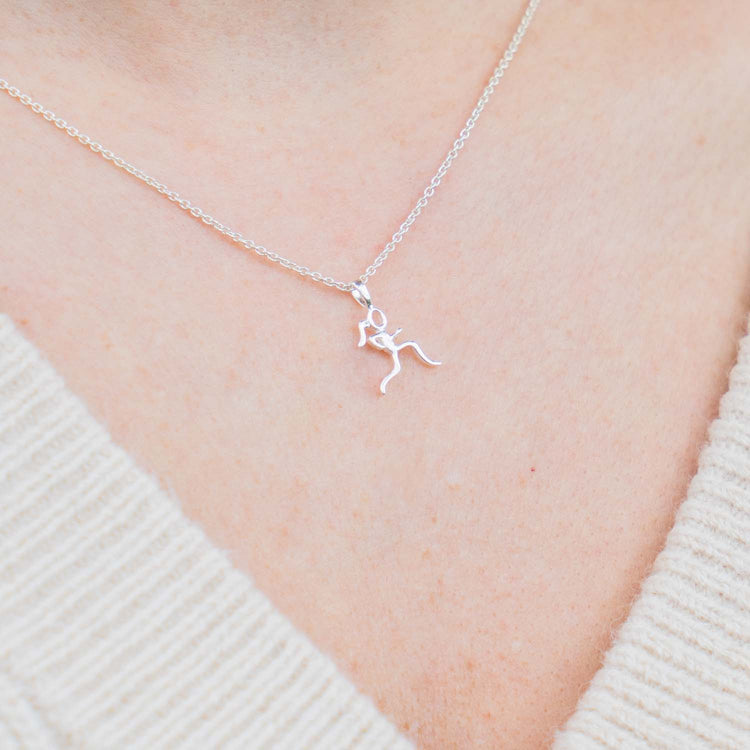 Sterling Silver Mini Stick Figure Runner Necklace