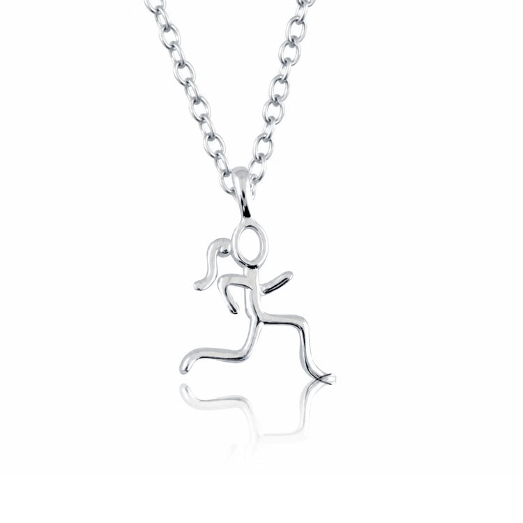 Sterling Silver Mini Stick Figure Runner Necklace