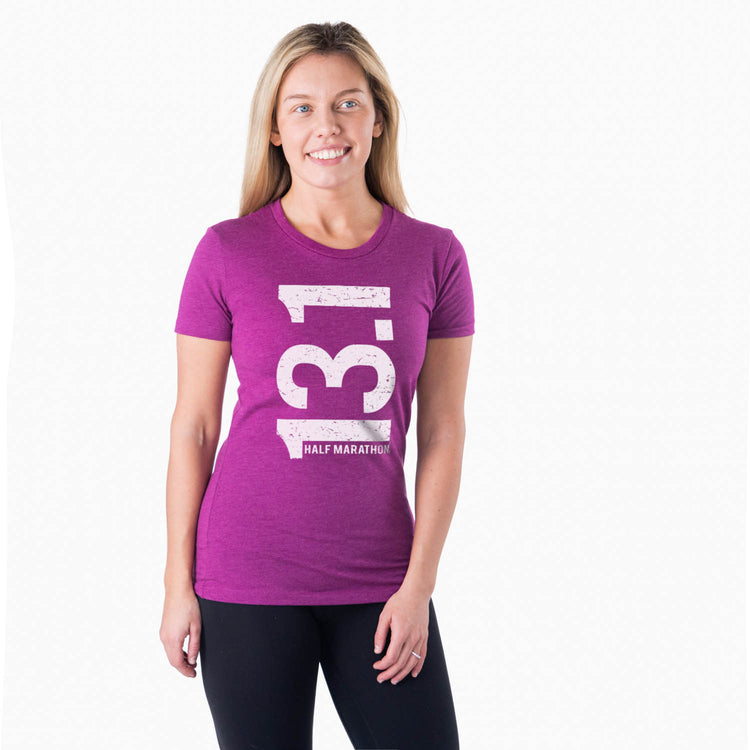 Women's Everyday Runners Tee 13.1 Half Marathon Vertical [Lushberry/Adult Medium] - SS