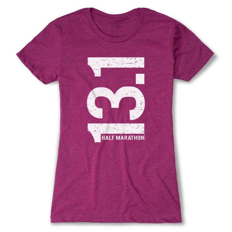 Women's Everyday Runners Tee 13.1 Half Marathon Vertical [Lushberry/Adult Medium] - SS