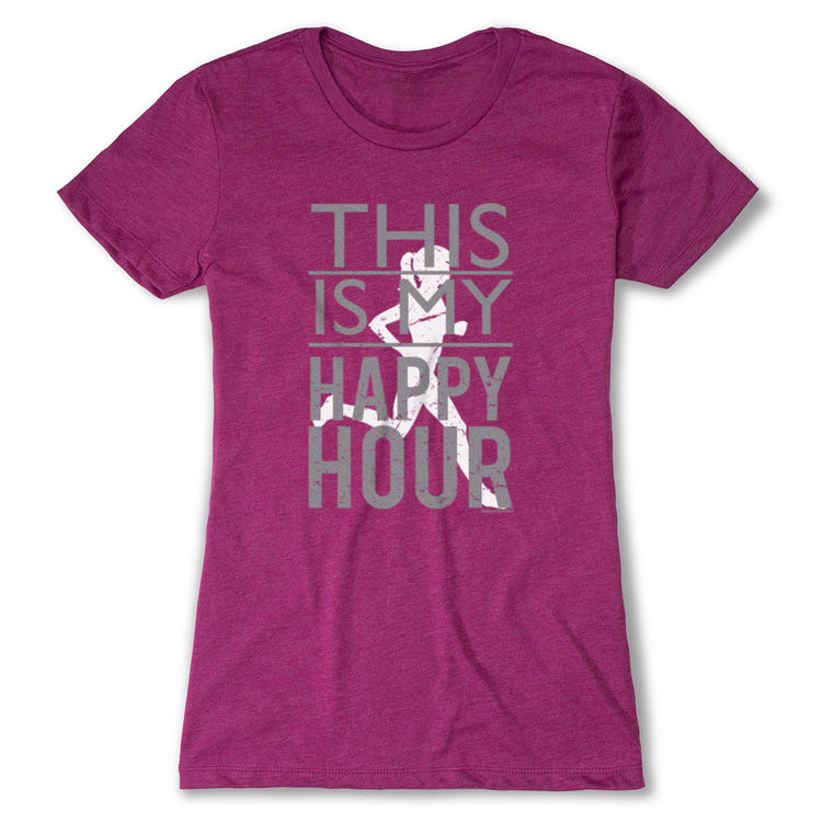 Women's Everyday Runners Tee This Is My Happy Hour [Lush Berry/Adult Medium] - SS