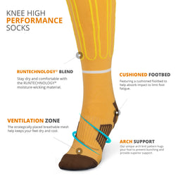 Woven Yakety Yak! Knee High Socks - Will Run For Beer (Amber/Brown/White)