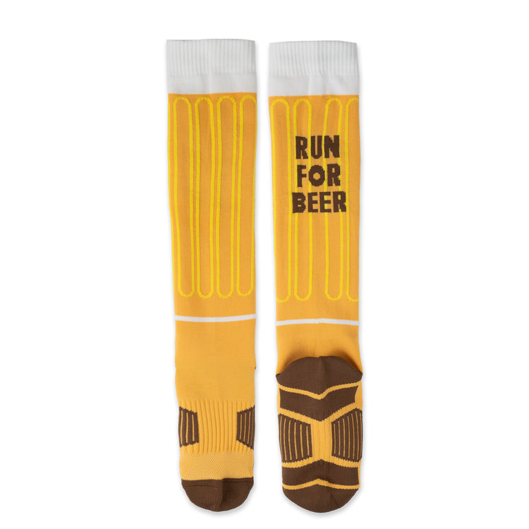 GFAR Woven Yakety Yak! Knee High Socks - Will Run For Beer (Amber/Brown/White)