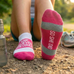 Socrates® Woven Performance Socks She Believed She Could (Fuchsia)