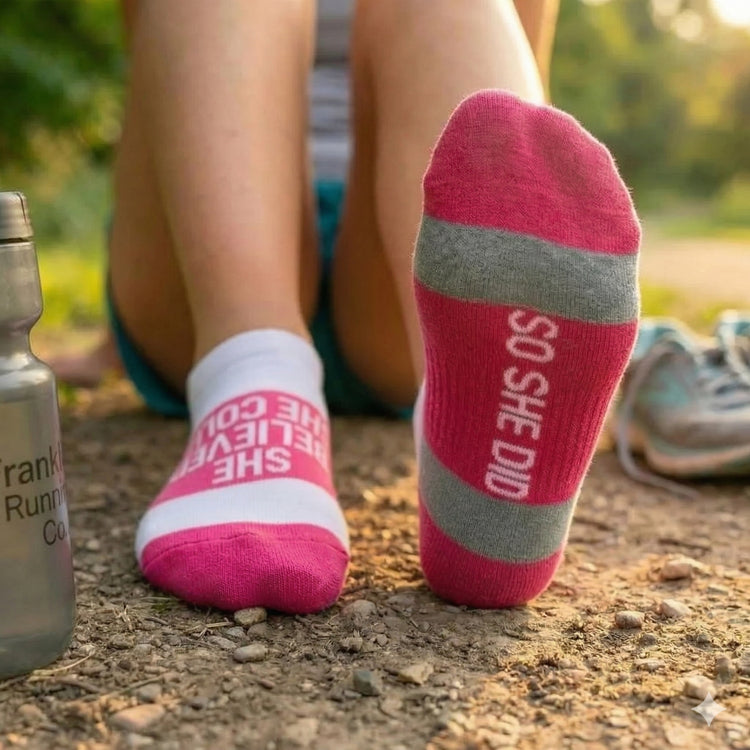 Socrates® Woven Performance Socks She Believed She Could (Fuchsia)
