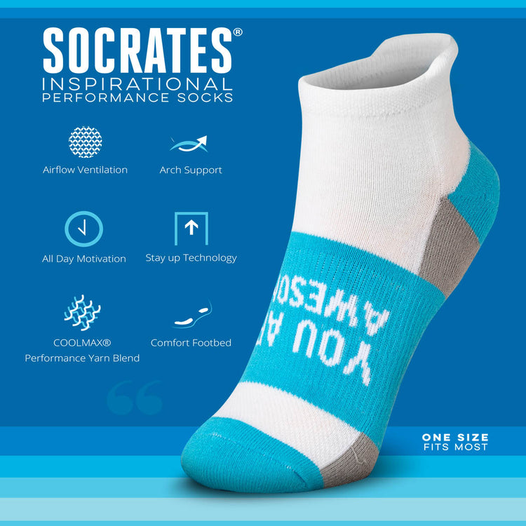 Socrates® Woven Performance Socks You Are Awesome (Teal)