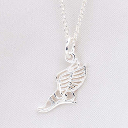 Sterling Silver Runner Winged Foot Necklace