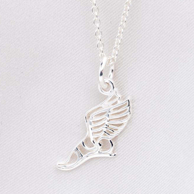 Sterling Silver Runner Winged Foot Necklace