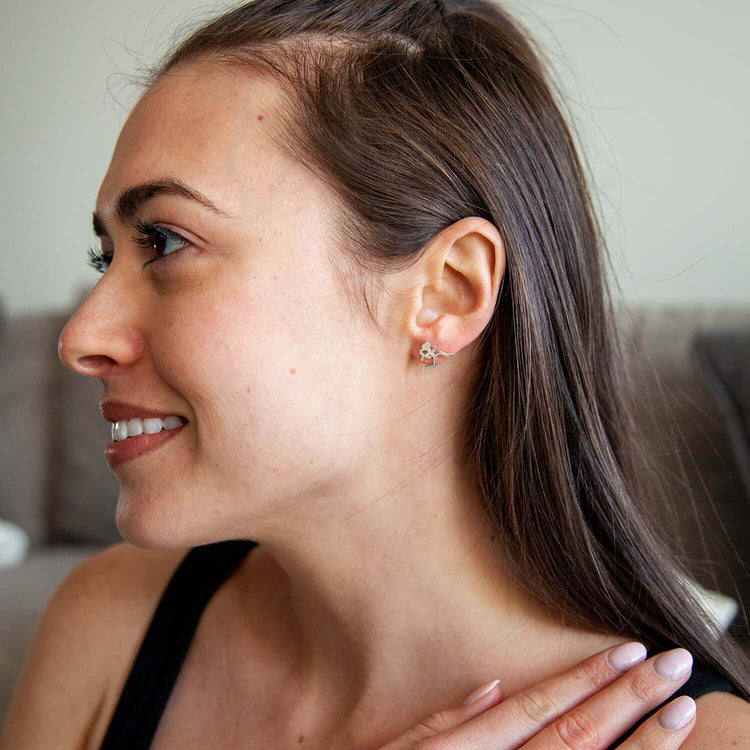 Sterling Silver Mini Running Stick Figure Post Earrings