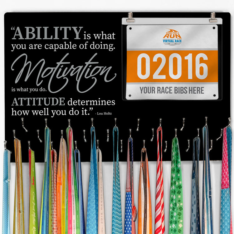 Running Large Hooked on Medals and Bib Hanger - Ability Is What You Are Capable Of Doing
