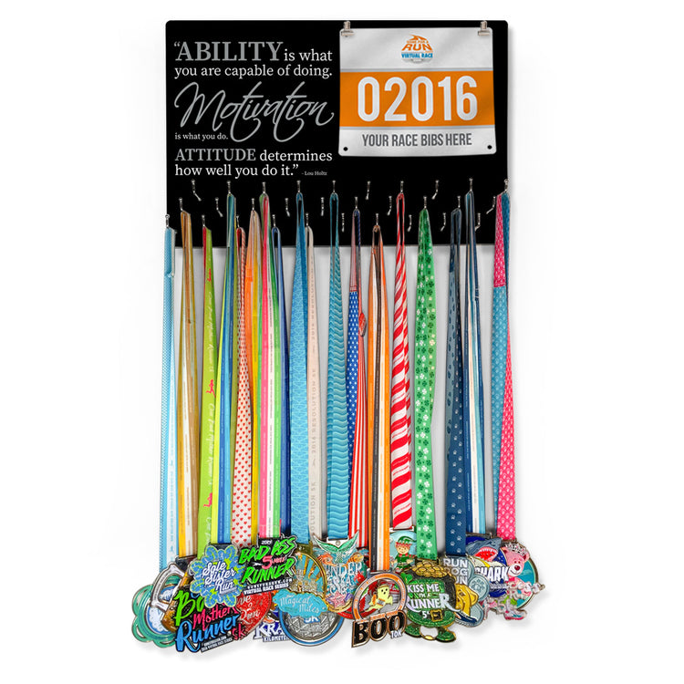 Running Large Hooked on Medals and Bib Hanger - Ability Is What You Are Capable Of Doing