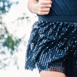 Running Costume Skirt - Black Glitter Sequined