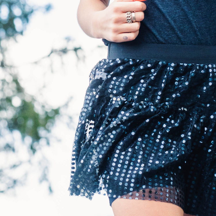 Running Costume Skirt - Black Glitter Sequined